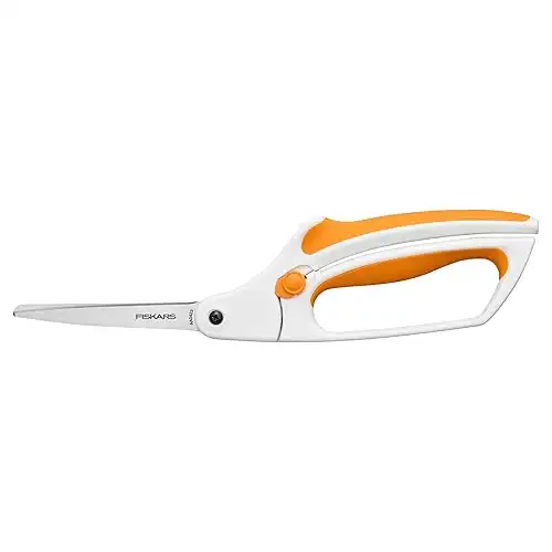 Fiskars Easy Action Fabric Scissors, Stainless Steel Blades for Precision Cuts, Spring-Assited Bent Handle