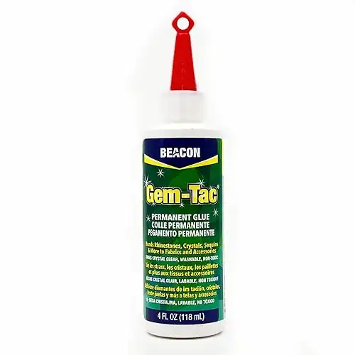 BEACON Gem-Tac Premium Quality Adhesive for Securely Bonding Rhinestones and Gems - Water-Based, UVA Resistant, 4-Ounce
