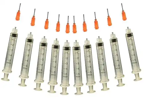 Creative Hobbies® Glue Applicator Syringe for Flatback Rhinestones & Hobby Crafts, 5 Ml with 15 Gauge Orange Precision Tip - Value Pack of 10
