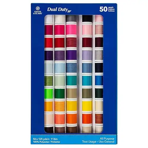Coats & Clark Dual Duty XP General Purpose Sewing Thread Set, 50 Spool Multicolor Assortment