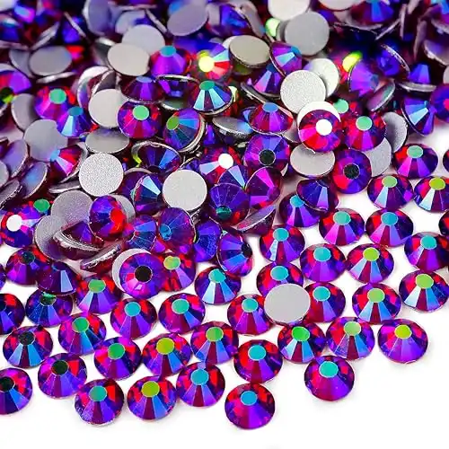 ss20 Dark Siam AB Crystal Rhinestones Flatback, 1440 Pieces 4.8mm Ruby Red Aurora Borealis Coating Flatback Glass Rhinestone for DIY Tumbler, Clothes,Shoes,Dance Costumes