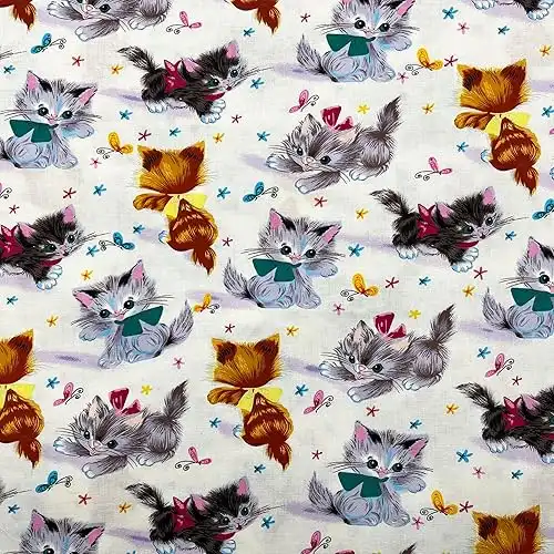 1 Yard (Pre-Cut) 43" x 36" (109cm x 91cm) Floral Cotton Quilting Sewing Fabric, DIY Sewing Patchwork Supplies for Face mask Clothing Handmade Craft&Home Decoration (Cute Cats 3)
