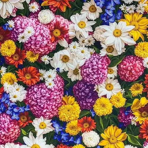 1 Yard (Pre-Cut) 43" x 36" (109cm x 91cm) Floral Cotton Quilting Sewing Fabric, DIY Sewing Patchwork Supplies for Face mask Clothing Handmade Craft&Home Decoration (3D Flower)